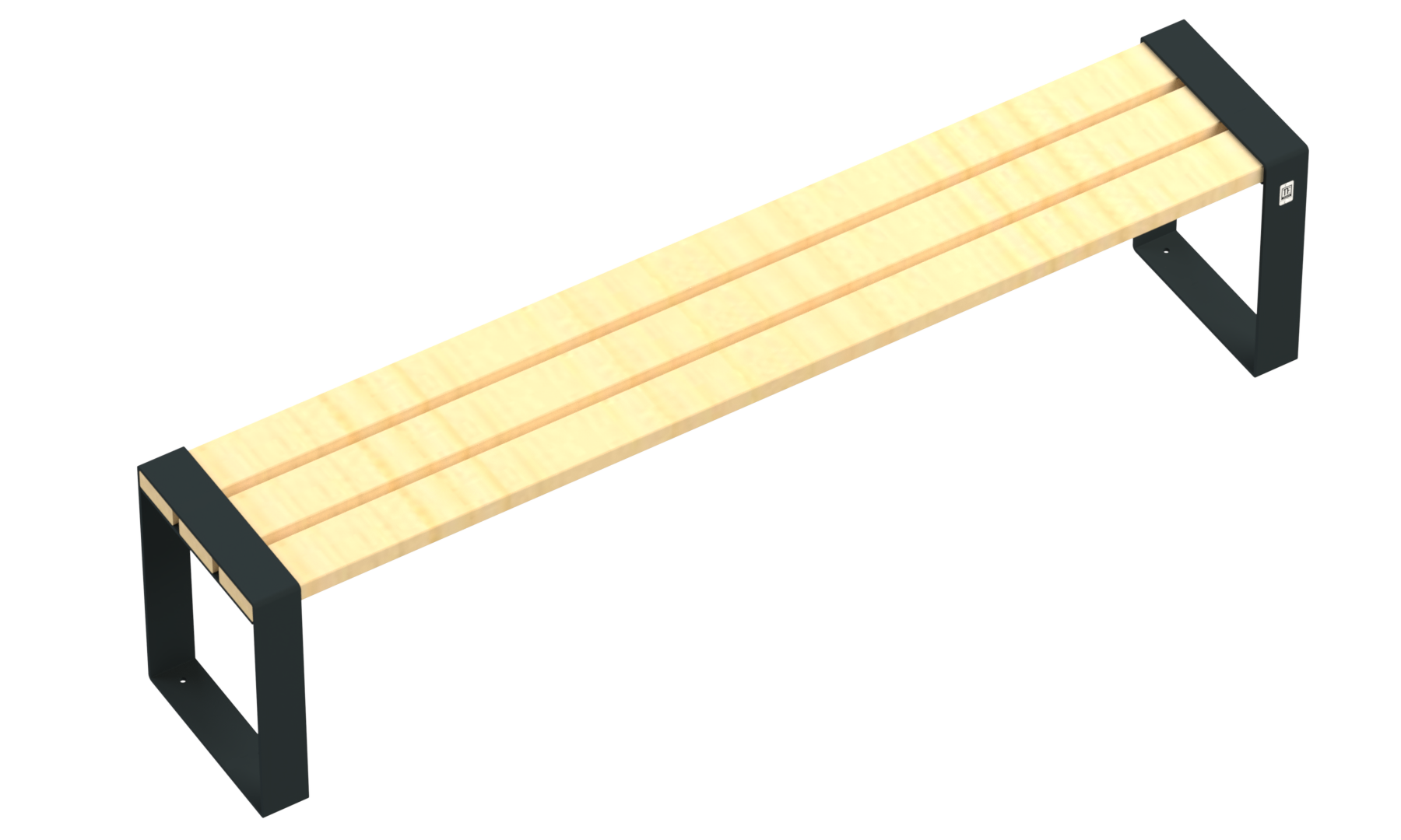 Banc sans dossier — vue 3